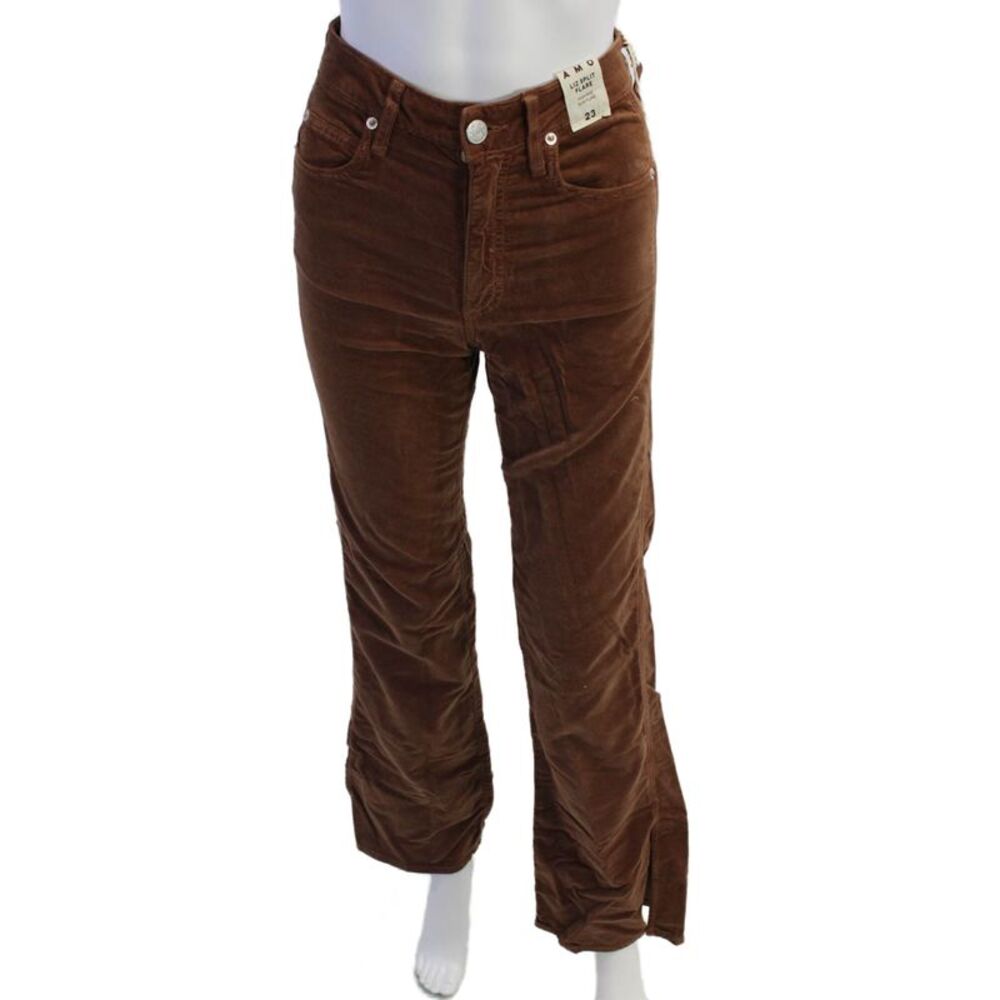 AMO Womens Liz Velvet Split Flare Jeans - Rust Size 23